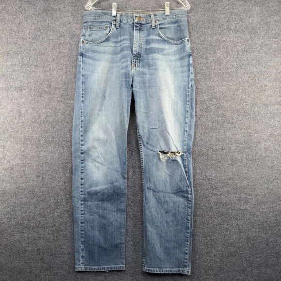 Wrangler Men's Advanced Comfort Jeans Blue 33x32 Distressed Pockets - Picture 2 of 14